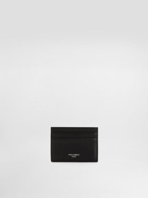 Woven plongé calfskin card holder