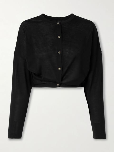 Finn cropped merino wool cardigan Black