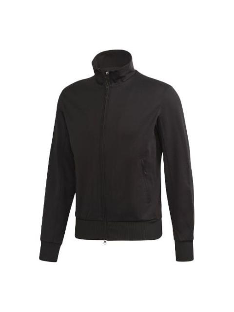 Men's Y-3 Printing Logo Stand Collar Zipper Long Sleeves Jacket Black FN3376