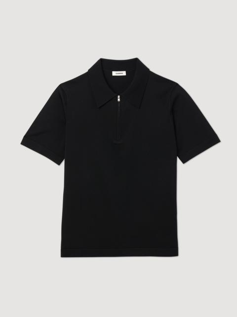 Knitted polo shirt with zip collar