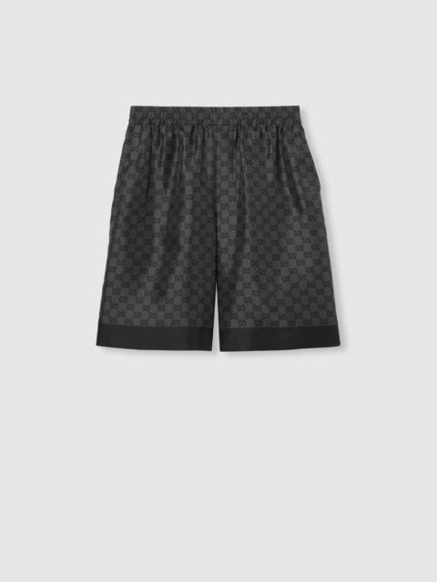 Printed silk twill shorts