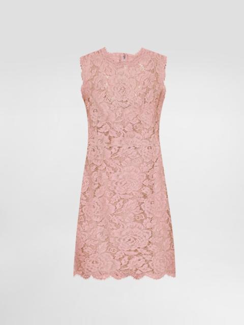 Sleeveless floral lace A-line dress with DG logo