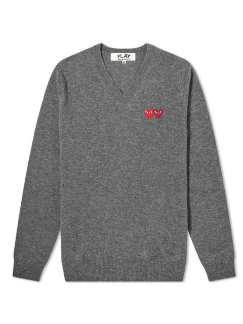 Comme des Garcons Play Double Heart V-Neck Jumper
