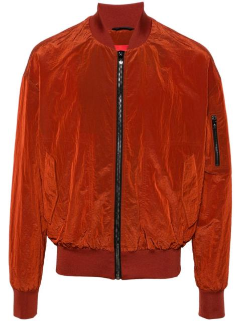 reflective-effect zip-up bomber jacket
