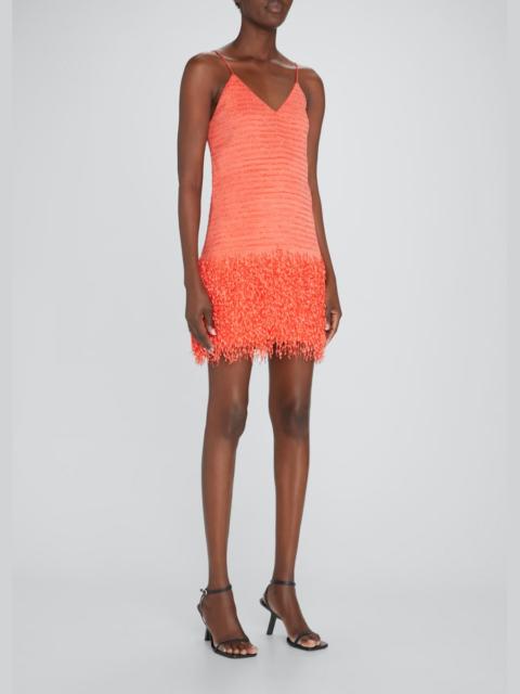 Striped Jacquard Fringe Mini Dress