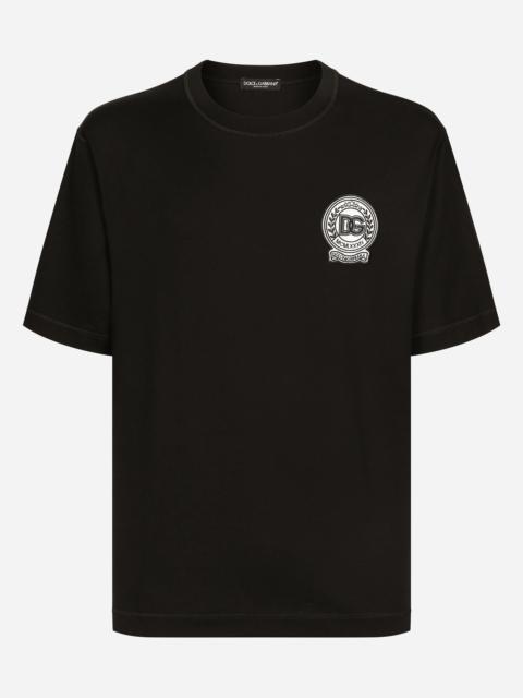 Cotton T-shirt with logo embroidery