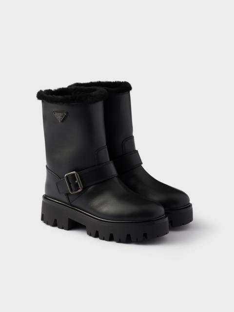 Leather and shearling booties