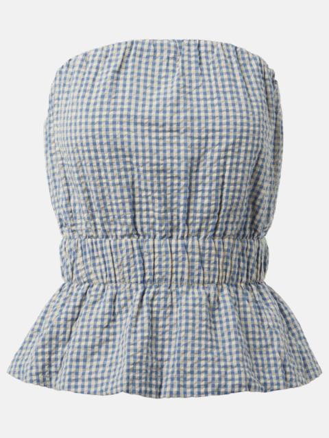 Aurelia gingham strapless cotton top