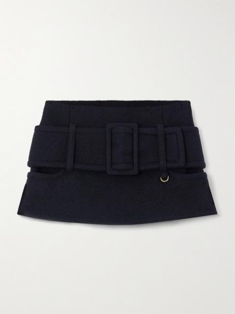 Belted Wool Mini Skirt