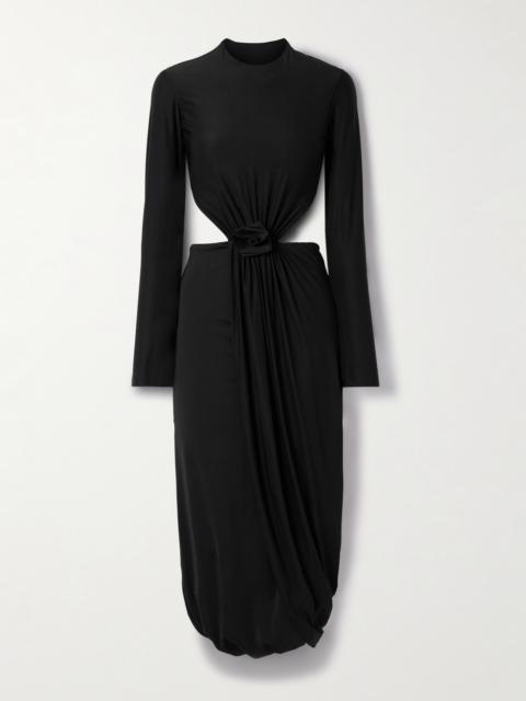 Damasco Appliquéd Cutout Stretch-jersey Midi Dress