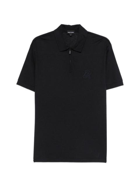 zip embroidered polo shirt