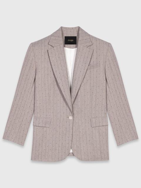 Rhinestone striped suit blazer