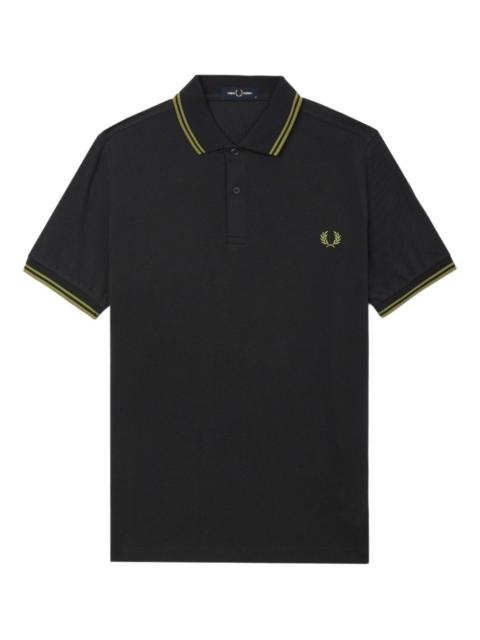Laurel wreath-embroidered cotton polo shirt