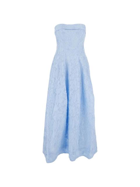Valeria floral-jacquard strapless midi dress