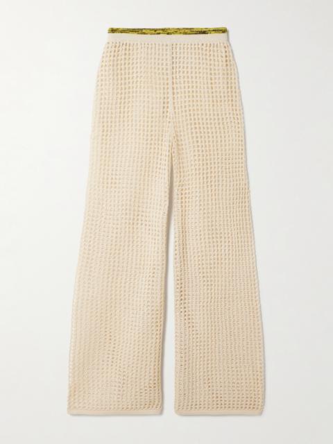 Atuq Fringed Open-knit Cotton Wide-leg Pants