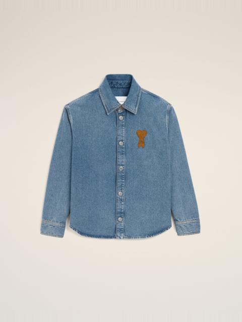 BLUE COTTON KNITTED AMI DE COEUR OVERSHIRT