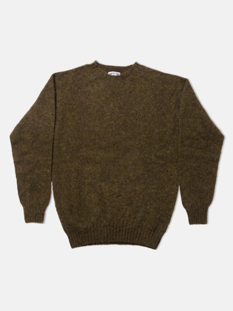 MADE-IN-SCOTLAND OLIVE SHAGGY DOG SWEATER - CLASSIC FIT