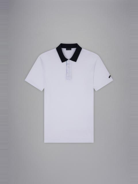 COTTON PIQUE POLO SHIRT WITH OVERSIZE TRICOLOUR DETAILS