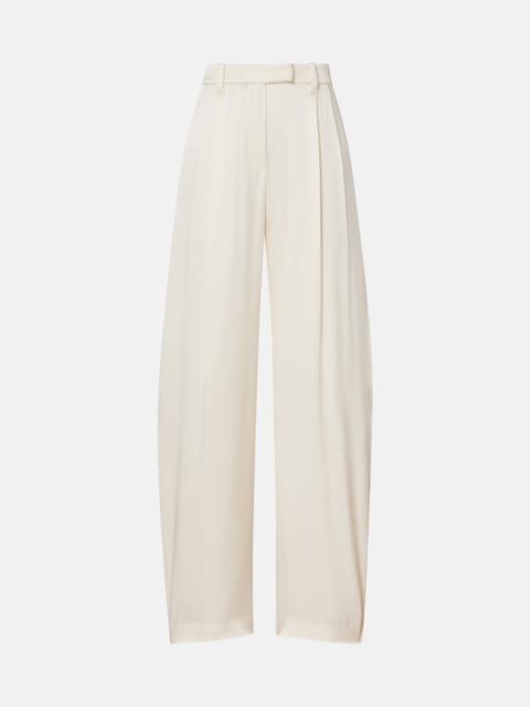 Mid-rise silk straight pants