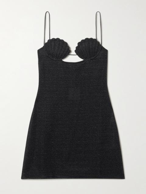 Lumière Cutout Embroidered Metallic Stretch-knit Mini Dress