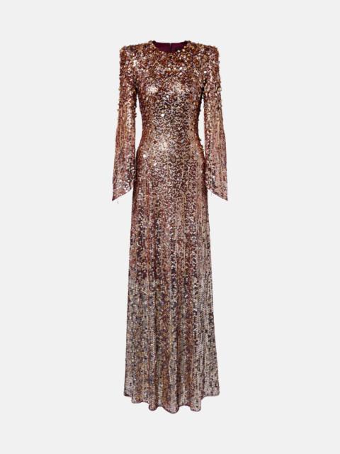 Phara embellished fringed gown