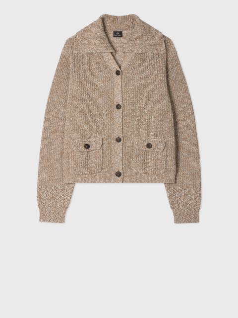 Women's Cream Marl Knit Shawl Cardigan