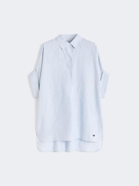Printed linen canvas shirt - LIGHT BLUE