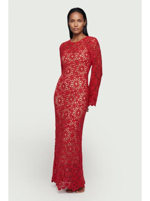 Floral Crochet Woven Backless Maxi Beach Dress