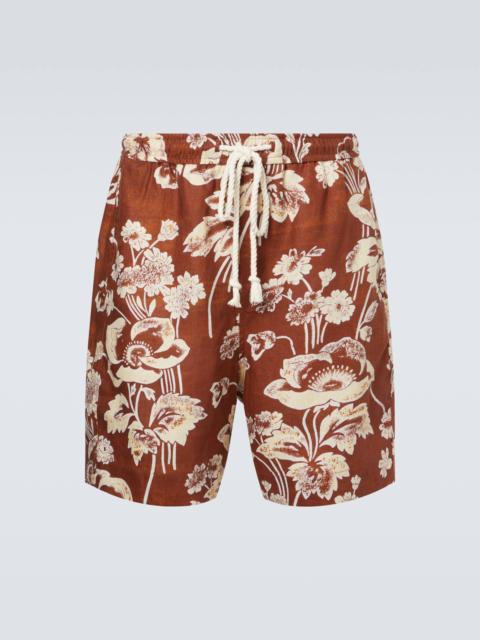 Floral linen Bermuda shorts