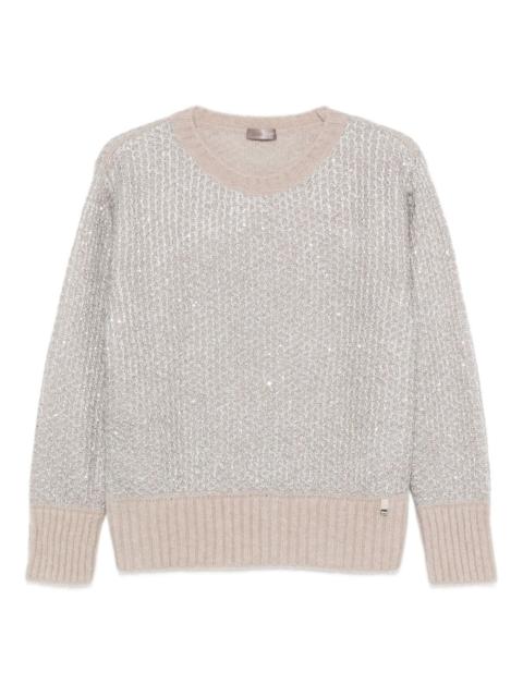 metallic-knit sweater