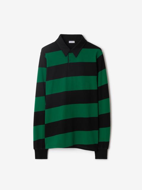 Long-sleeve Striped Cotton Polo Shirt