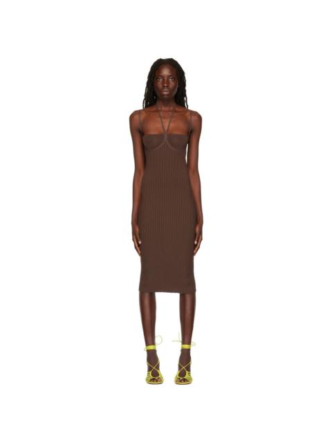 Brown Halter Midi Dress