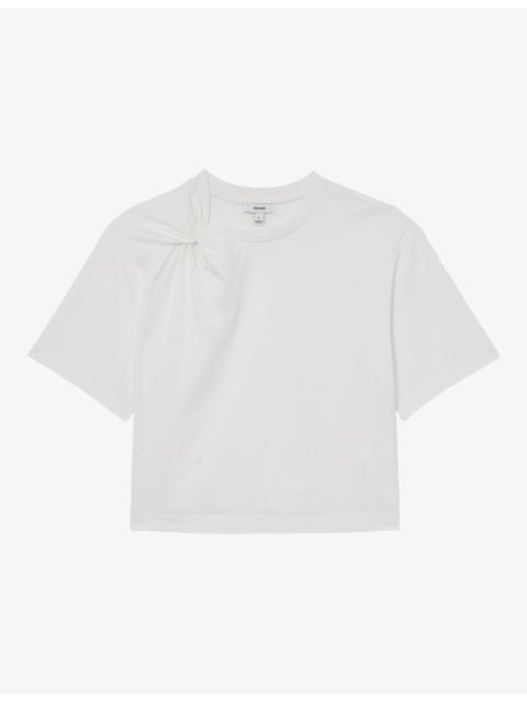 Esme Twist-Shoulder Cotton T-Shirt