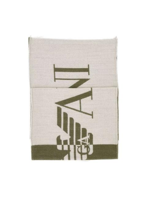 two-tone logo fringed scarf