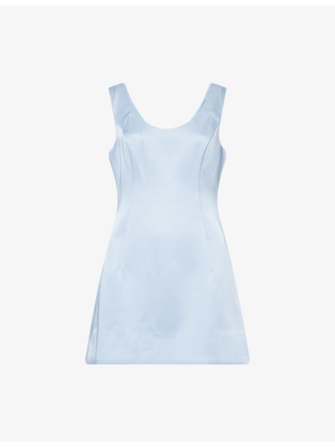 Franceska Scoop-Neck Satin Mini Dress