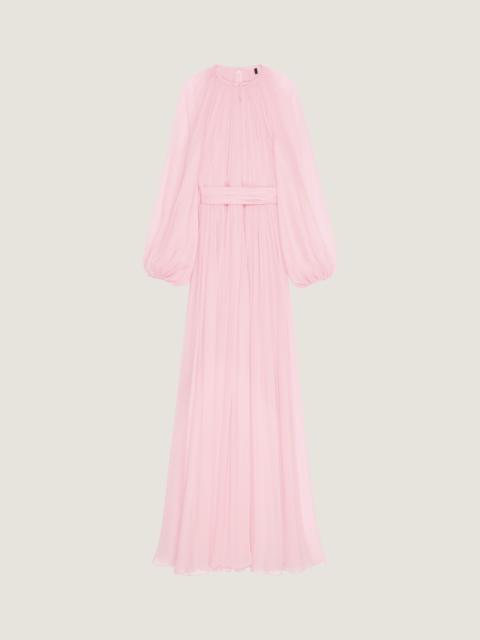 BALLOON SLEEVES EVENING DRESS IN SILK CHIFFON