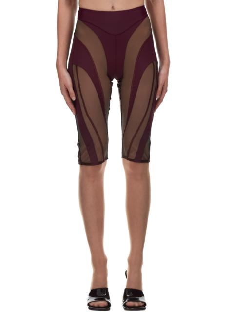 Sheer Panel Spiral Shorts