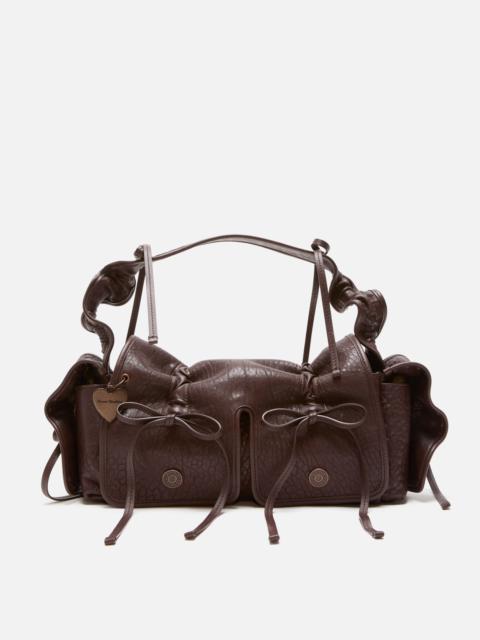 Multipocket grained leather bag - Chocolate brown