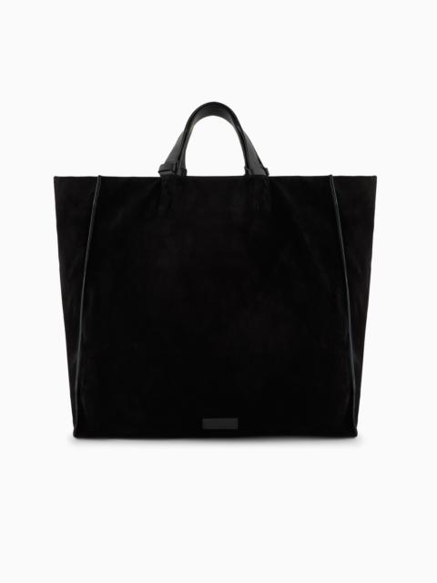 SUEDE AND LEATHER SHOPPER