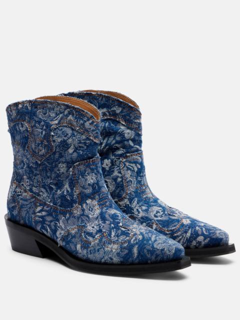 Low Shaft embroidered jacquard cowboy boots