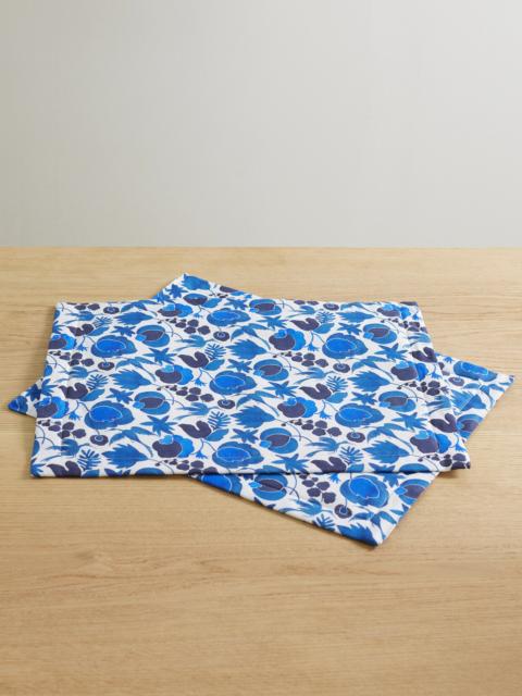 Set Of Two Printed Linen Placemats