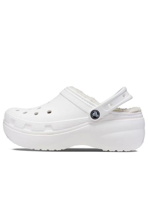 (WMNS) Crocs Classic Platform Lined Clogs 'White' 207938-100