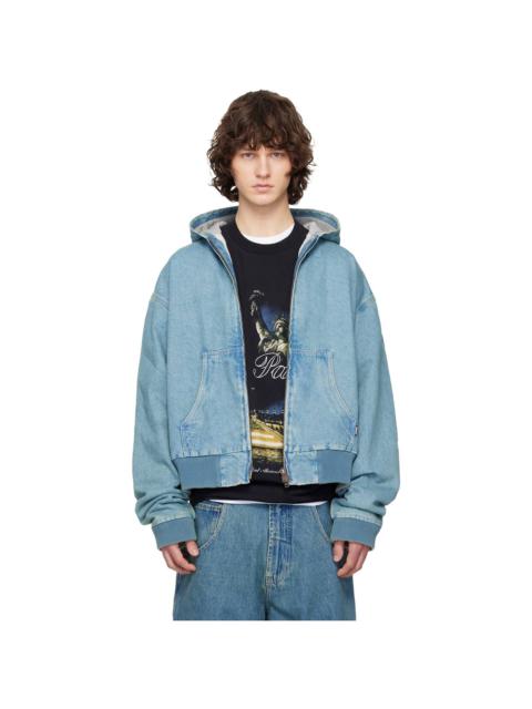 Blue Hooded Workwear Denim Jacket