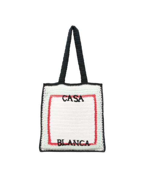 logo-embroidered tote bag