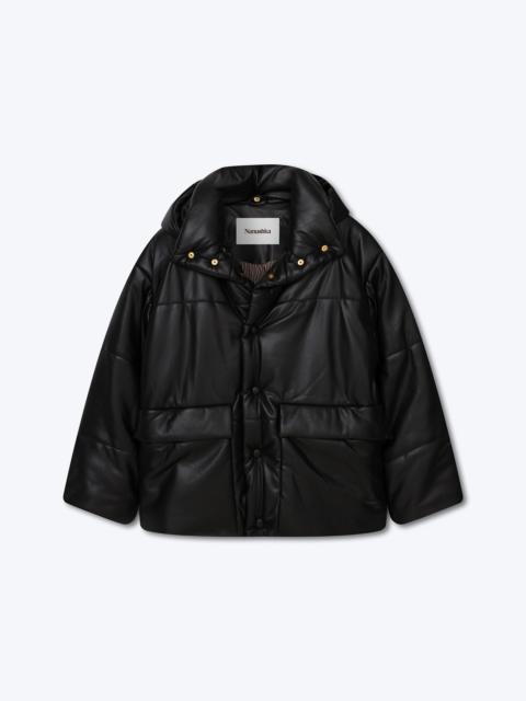 Okobor™ Alt-Leather Hooded Puffer