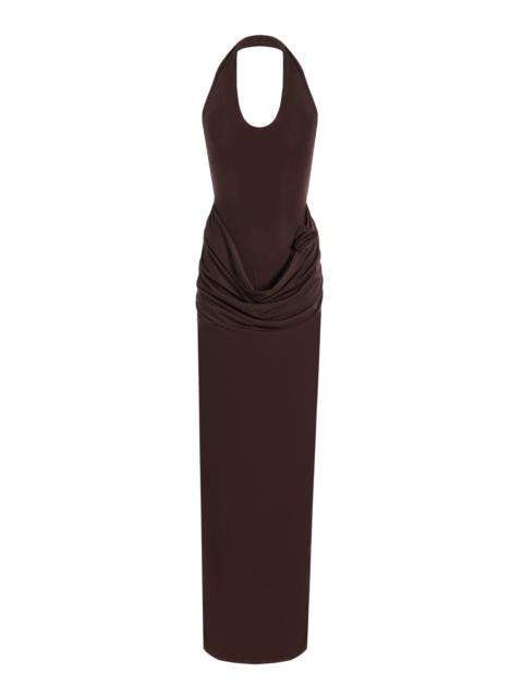 Conto Draped Jersey Maxi Dress brown