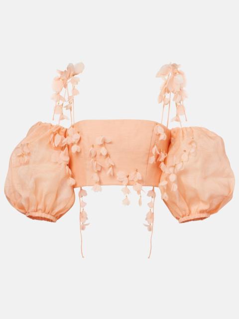 Dawning linen and silk crop top