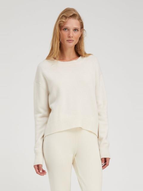CHALK CASHMERE BOXY SWEATER