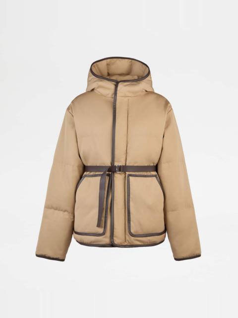 SILK BLEND PADDED JACKET - BROWN