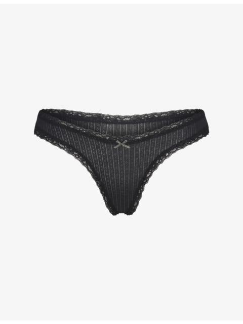 Pointelle Lace Stretch-Cotton Thong